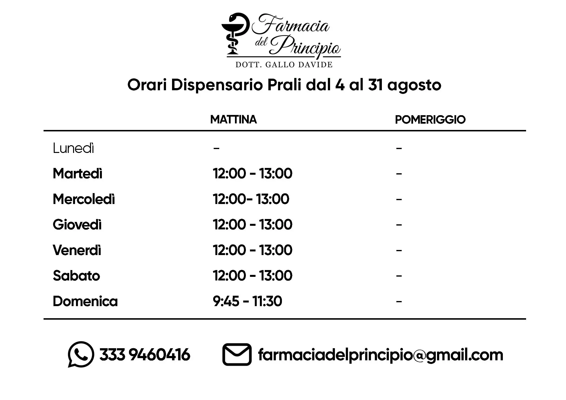 Orari agosto